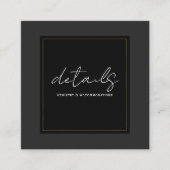 Zwart Grijs Goud Moderne Minimale Trouwdetails Vierkante Visitekaartje (Voorkant)