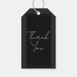 Zwart Grijs Goud Moderne Minimalistische Elegante  Cadeaulabel
