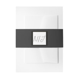 Zwart Grijs Goud Moderne Minimalistische Elegante  Uitnodigingen Wikkel