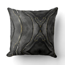 Zwart Grijs Goud Streaks Abstract Sierkussen
