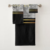 Zwart Grijs Goud Strepen Minimalistisch Marmer Bad Handdoek (Insitu)
