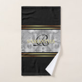Zwart Grijs Goud Strepen Minimalistisch Marmer Bad Handdoek (Handdoek)