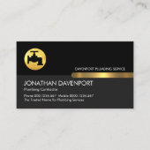 Zwart Grijs Goud Tabblad Loodgieterij Visitekaartje (Voorkant)