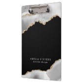 Zwart, Grijs & Gouden Agaat Zakelijk Klembord (Links)