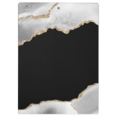 Zwart, Grijs & Gouden Agaat Zakelijk Klembord (Achterkant)