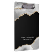 Zwart, Grijs & Gouden Agaat Zakelijk Klembord (Rechts)