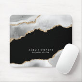 Zwart, Grijs & Gouden Agaat Zakelijk Muismat (Met muis)