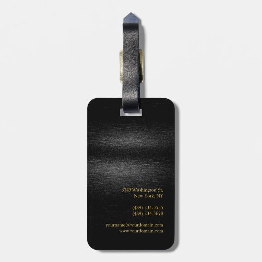 Zwart grijs goudkleur, gemonteerd, modern bagagelabel (Achterkant verticaal)