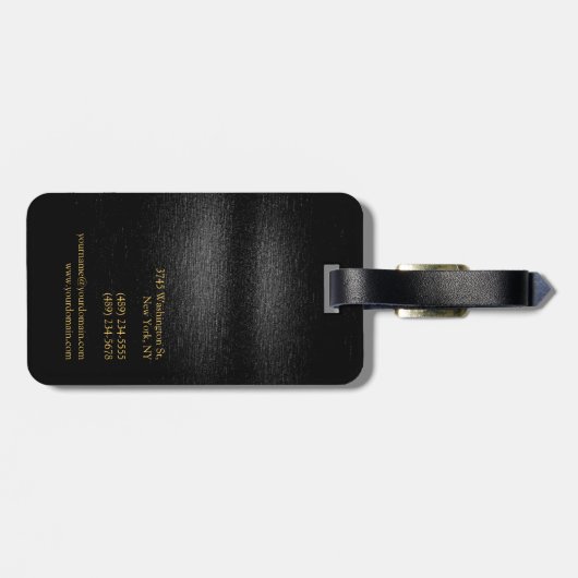 Zwart grijs goudkleur, gemonteerd, modern bagagelabel (Achterkant horizontaal)