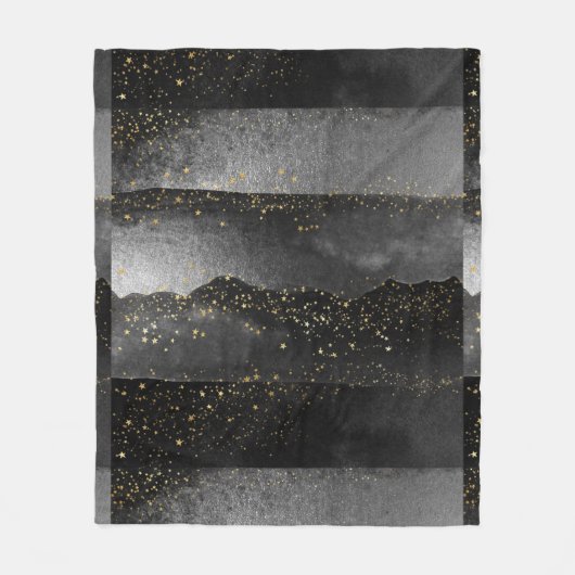 Zwart grijs gradiënt kosmische ster ruimte fleece deken (Voorkant)
