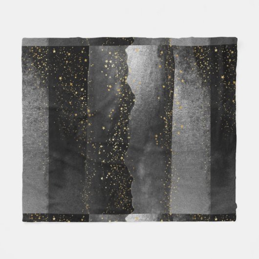 Zwart grijs gradiënt kosmische ster ruimte fleece deken (Voorkant (Horizontaal))