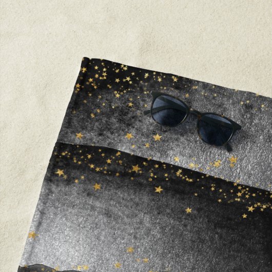 Zwart grijs gradiënt kosmische ster ruimte strandlaken (In situ)