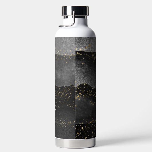 Zwart grijs gradiënt kosmische ster ruimte waterfles (Rechts)