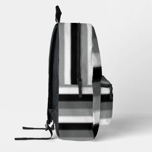 Zwart Grijs Grijs Aswit Streep Bedrukte Rugzak (Links)