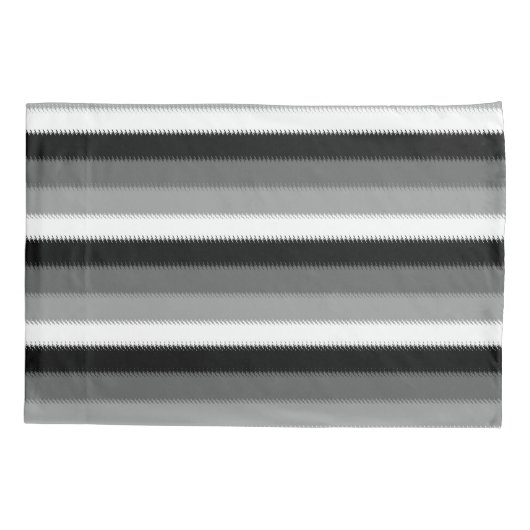 Zwart Grijs Grijs Aswit Streep Kussensloop (Achterkant)