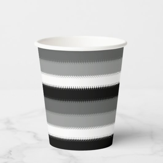 Zwart Grijs Grijs Aswit Streep Papieren Bekers (Voorkant)