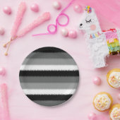 Zwart Grijs Grijs Aswit Streep Papieren Bordje (Feest)