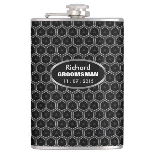 Zwart Grijs Grill Honeycomb Groomsmen Gift Heupfles