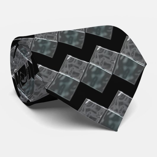 Zwart Grijs Groen Diamond Pattern Stropdas (Opgerold)