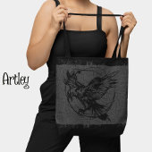 Zwart Grijs Grunge Raven Gothic Tattoo Art Tote Bag