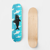 Zwart grijs haaienpatroonblauw achtergrond persoonlijk skateboard (Voorkant)
