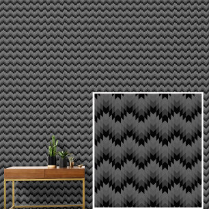 Zwart Grijs Herfst Tones Geometrische Waves Stripe Behang