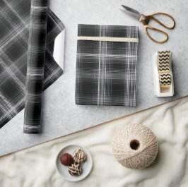 Zwart Grijs Industrieel Raster Stalen Plaid Patroo Cadeaupapier