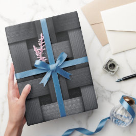 Zwart Grijs Industrieel Raster Stalen Schotse Ruit Cadeaupapier