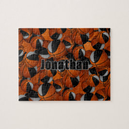 Zwart grijs jongens meisjes basketbal team kleuren legpuzzel