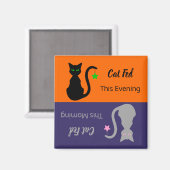 Zwart/Grijs Kat Gevoed Herinneringsmagneet Magneet (Voorkant / Achterkant)