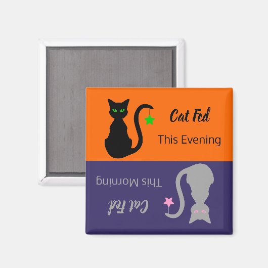 Zwart/Grijs Kat Gevoed Herinneringsmagneet Magneet (Voorkant / Achterkant)