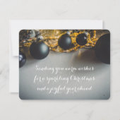 Zwart Grijs Kerst Ornamenten met Garlands Feestdagenkaart (Voorkant)