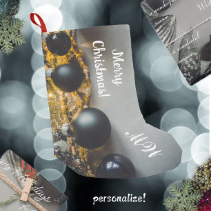 Zwart Grijs Kerst Ornamenten met Garlands Kleine Kerstsok