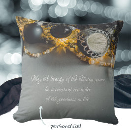 Zwart Grijs Kerst Ornamenten met Garlands Kussen