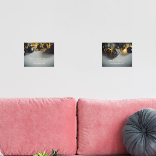 Zwart Grijs Kerst Ornamenten met Garlands Muurkunst Sets (Woonkamer)