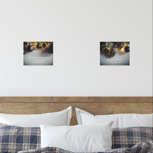 Zwart Grijs Kerst Ornamenten met Garlands Muurkunst Sets (Slaapkamer)