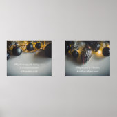 Zwart Grijs Kerst Ornamenten met Garlands Muurkunst Sets (Voorkant)