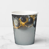 Zwart Grijs Kerst Ornamenten met Garlands Papieren Bekers (Achterkant)