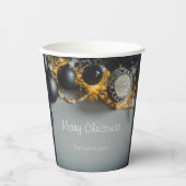 Zwart Grijs Kerst Ornamenten met Garlands Papieren Bekers (Voorkant)