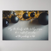 Zwart Grijs Kerst Ornamenten met Garlands Poster (Voorkant)