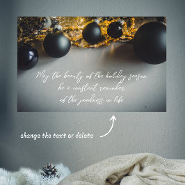 Zwart Grijs Kerst Ornamenten met Garlands Poster