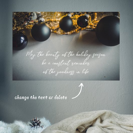Zwart Grijs Kerst Ornamenten met Garlands Poster
