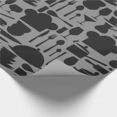 Zwart-grijs keukengadget afdrukken cadeaupapier (Hoek)