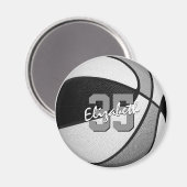 Zwart Grijs kinder sport partij gunsten basketbal Magneet (Voorkant / Achterkant)