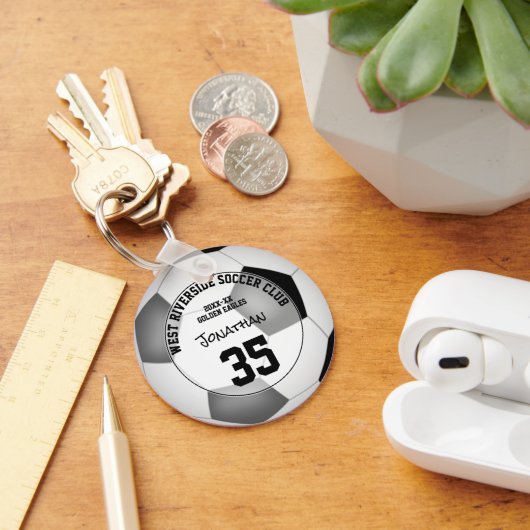 Zwart Grijs kinder Team Kleuren Voetbalclub Sleutelhanger (Bureau)