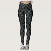 Zwart grijs Klein Tartan Schema Leggings (Voorkant)
