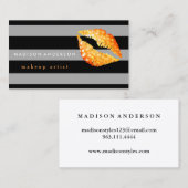 Zwart-grijs kristallijne lips - Makeup artiest Visitekaartje (Voorkant / Achterkant)