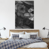 Zwart & Grijs Kwaststreken Canvas Afdruk (Insitu (Slaapkamer))
