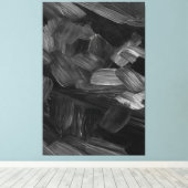 Zwart & Grijs Kwaststreken Canvas Afdruk (Insitu (Houten vloer))