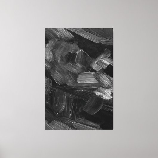 Zwart & Grijs Kwaststreken Canvas Afdruk (Voorkant)